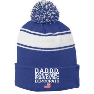 Daddd Gift Dads Against Sons Dating Democrats Gift Stripe Pom Pom Beanie