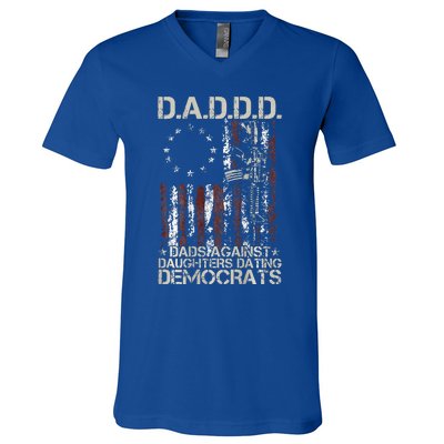 Daddd Gun Dads Against Daughters Dating Democrats V-Neck T-Shirt