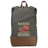 Daddd Gun Dads Against Daughters Dating Democrats USA Flag Cotton Canvas Backpack
