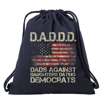 Daddd Gun Dads Against Daughters Dating Democrats USA Flag Drawstring Bag