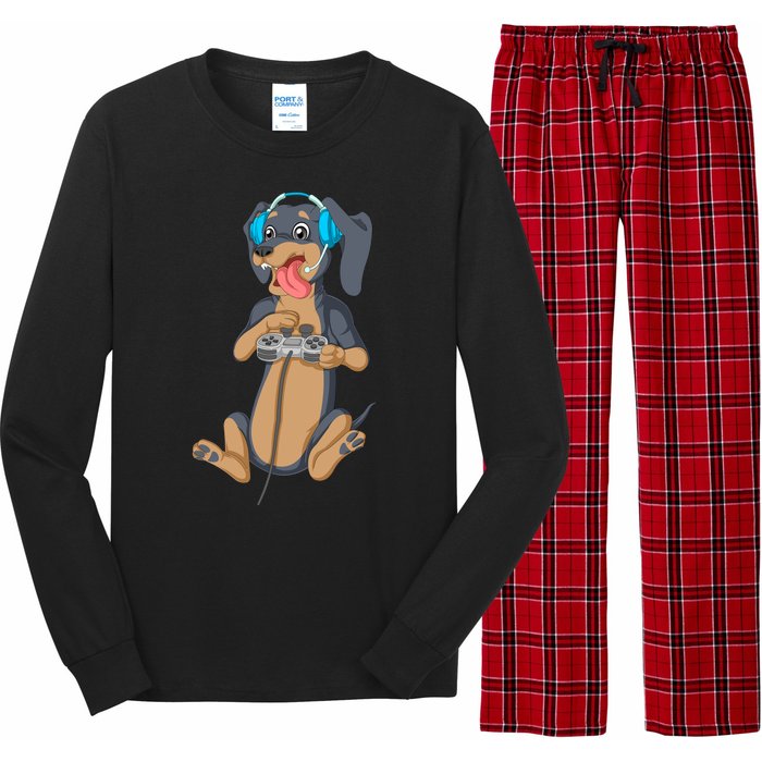 Dachshund Gamer Long Sleeve Pajama Set