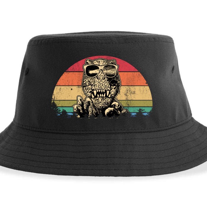 Dinosaur Going Extinct Vintage Sustainable Bucket Hat