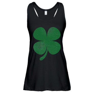 Distressed Green Four Leaf Clover Saint Patrick's Day Lover Ladies Essential Flowy Tank