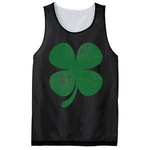 Distressed Green Four Leaf Clover Saint Patrick's Day Lover Mesh Reversible Basketball Jersey Tank