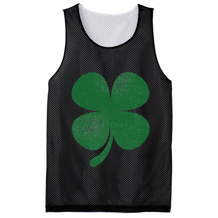 Distressed Green Four Leaf Clover Saint Patrick's Day Lover Mesh Reversible Basketball Jersey Tank