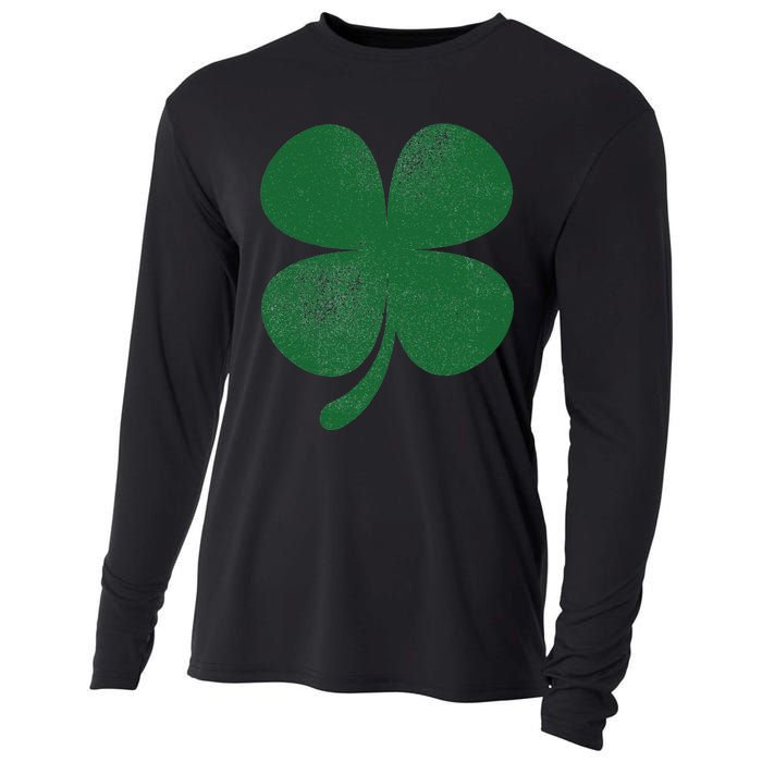 Distressed Green Four Leaf Clover Saint Patrick's Day Lover Cooling Performance Long Sleeve Crew