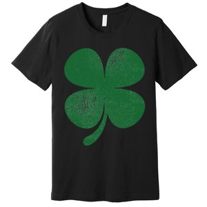 Distressed Green Four Leaf Clover Saint Patrick's Day Lover Premium T-Shirt