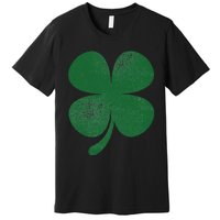 Distressed Green Four Leaf Clover Saint Patrick's Day Lover Premium T-Shirt