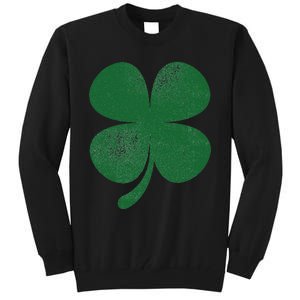 Distressed Green Four Leaf Clover Saint Patrick's Day Lover Tall Sweatshirt