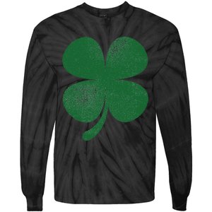 Distressed Green Four Leaf Clover Saint Patrick's Day Lover Tie-Dye Long Sleeve Shirt