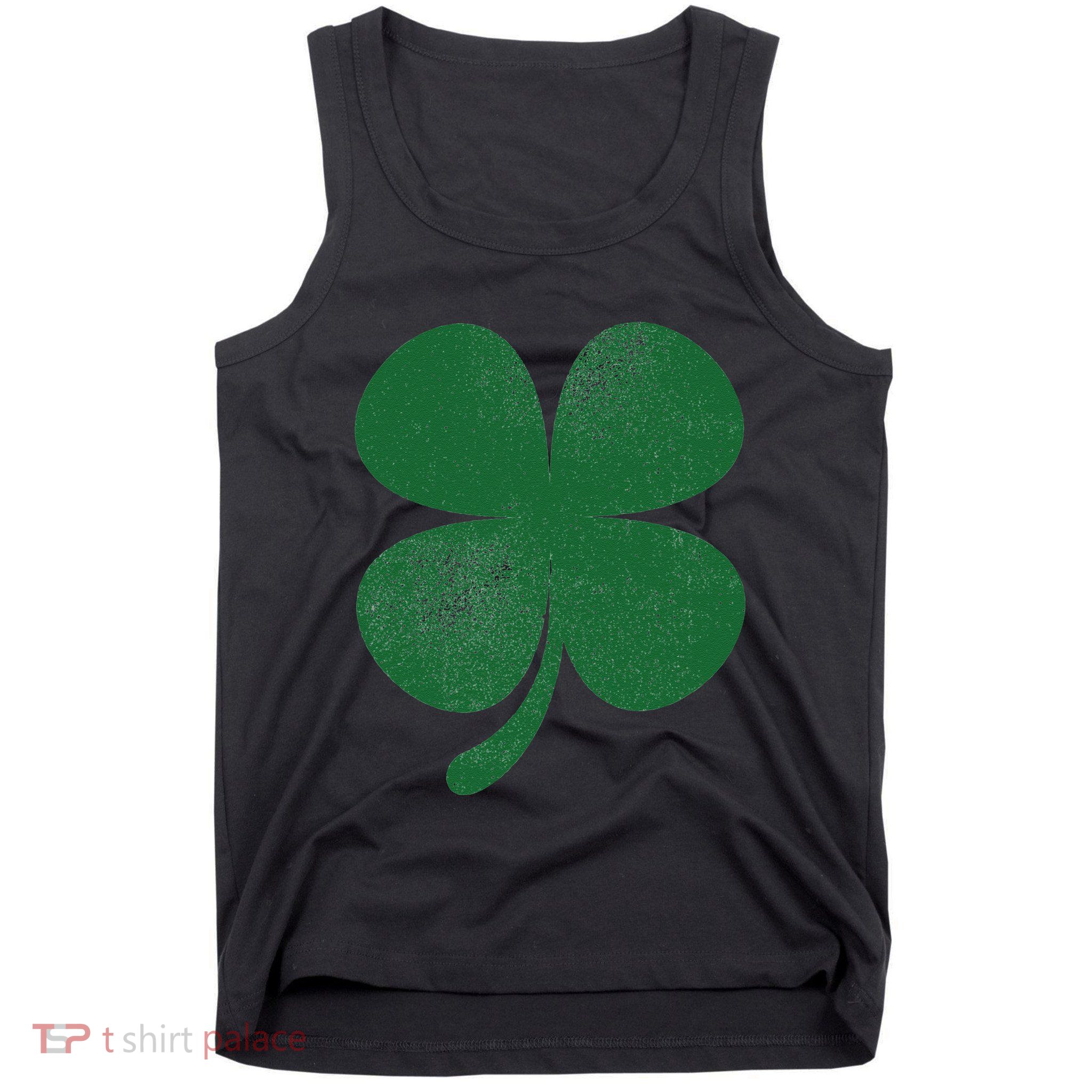Distressed Green Four Leaf Clover Saint Patrick's Day Lover Tank Top