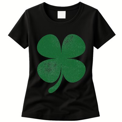 Distressed Green Four Leaf Clover Saint Patrick's Day Lover Womens T-Shirt