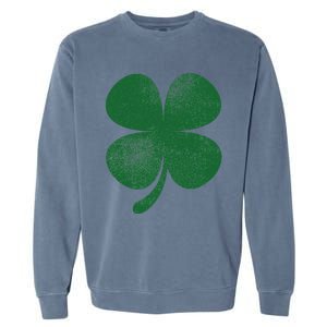 Distressed Green Four Leaf Clover Saint Patrick's Day Lover Garment-Dyed Sweatshirt