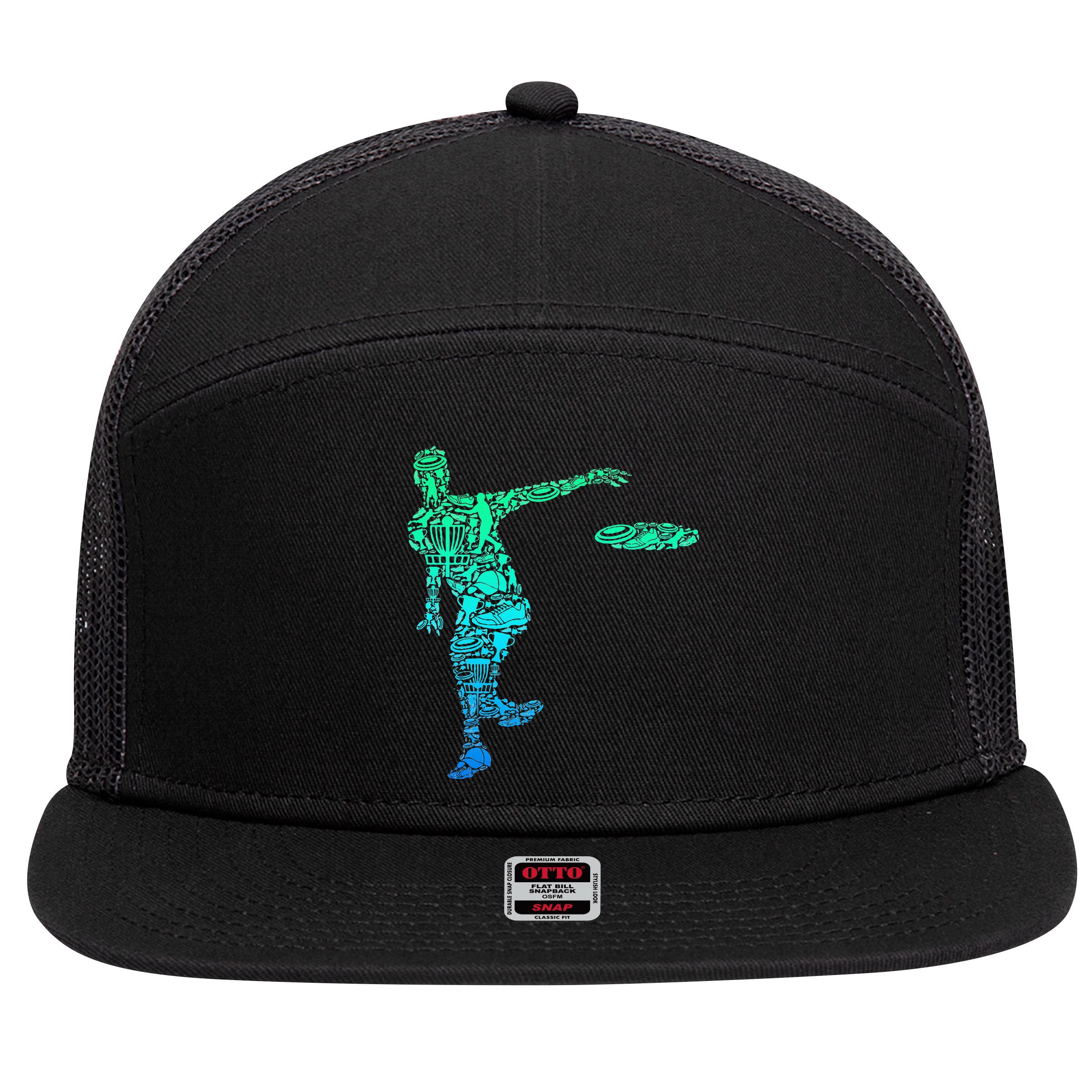 Disc Golf Frisbee 7 Panel Mesh Trucker Snapback Hat
