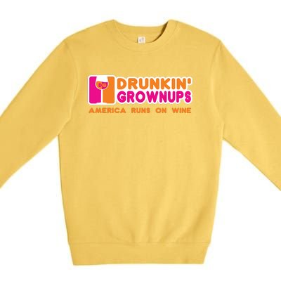 Drunken Grownups Funny Wine Shirts Drinking Gifts Premium Crewneck Sweatshirt