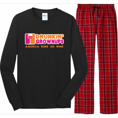 Drunken Grownups Funny Wine Shirts Drinking Gifts Long Sleeve Pajama Set