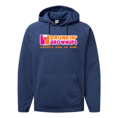 Drunken Grownups Funny Wine Shirts Drinking Gifts Performance Fleece Hoodie