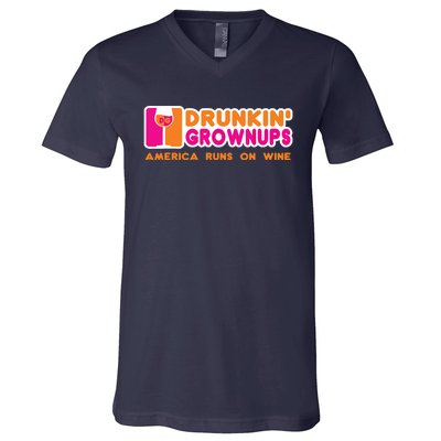 Drunken Grownups Funny Wine Shirts Drinking Gifts V-Neck T-Shirt