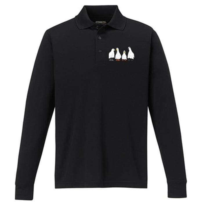 Ducks Ghost Farm Farmer Animal Halloween Costume Performance Long Sleeve Polo