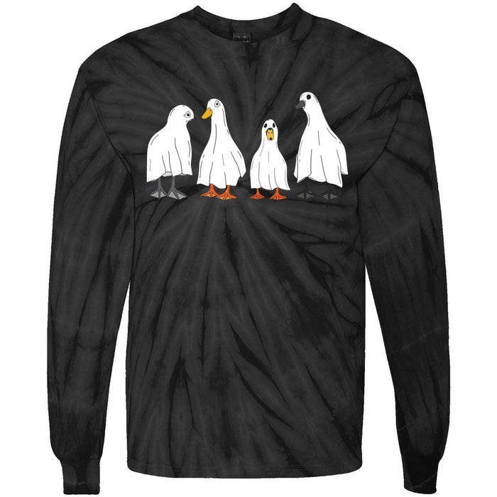 Ducks Ghost Farm Farmer Animal Halloween Costume Tie-Dye Long Sleeve Shirt