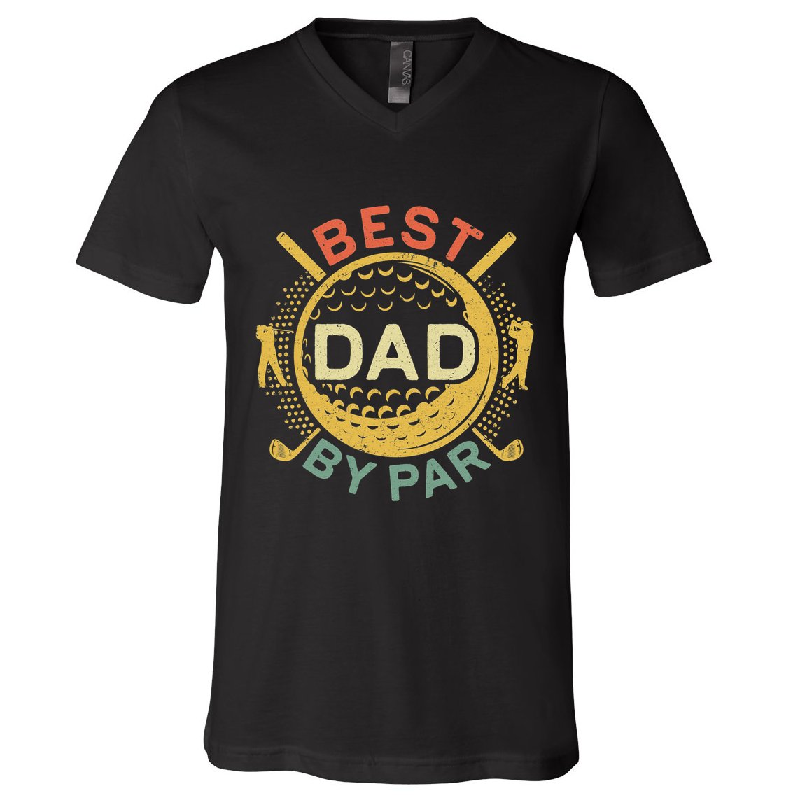 Disc Golf Fathers Best Dad By Par Funny Golf Gift V-Neck T-Shirt