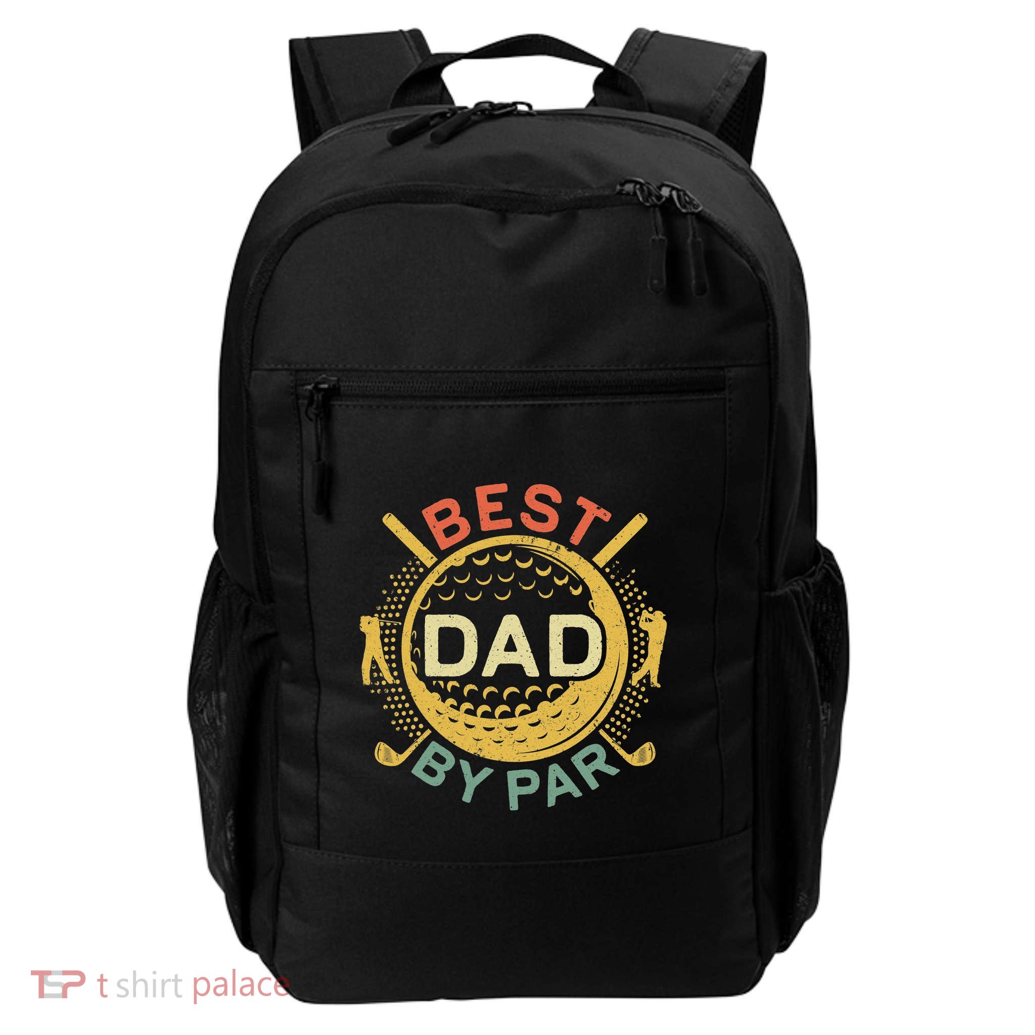 Disc Golf Fathers Best Dad By Par Funny Golf Gift Backpack