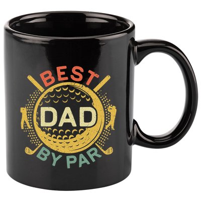 Disc Golf Fathers Best Dad By Par Funny Golf Gift 11oz C Handle Ceramic Mug