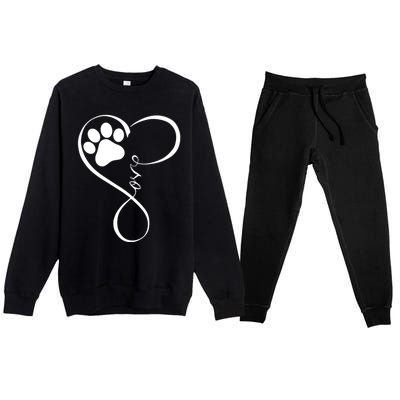 Dog Gift Fun Pawprint Design Gift Love Dogs Gift Premium Crewneck Sweatsuit Set