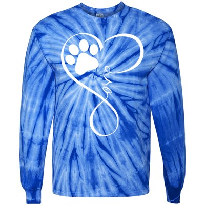 Dog Gift Fun Pawprint Design Gift Love Dogs Gift Tie-Dye Long Sleeve Shirt