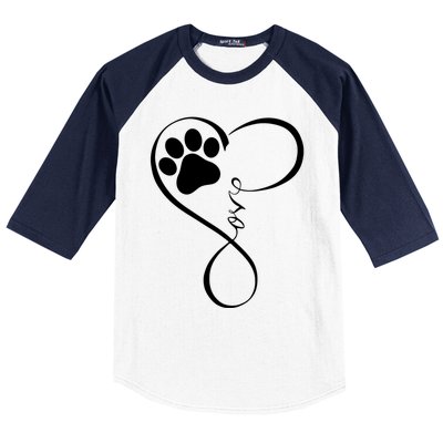 Dog Gift Fun Pawprint Design Gift Love Dogs Gift Baseball Sleeve Shirt