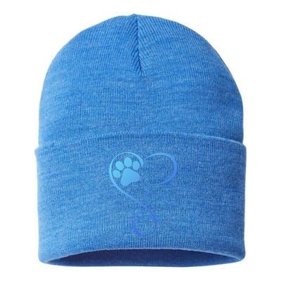 Dog Gift Fun Pawprint Design Gift Love Dogs Gift Sustainable Knit Beanie