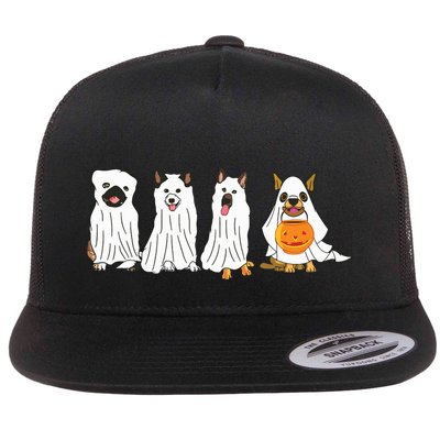 Dog Ghost Funny Halloween Mummy Dog Lover Matching Family Flatbill Hat