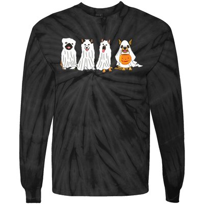 Dog Ghost Funny Halloween Mummy Dog Lover Matching Family Tie-Dye Long Sleeve Shirt