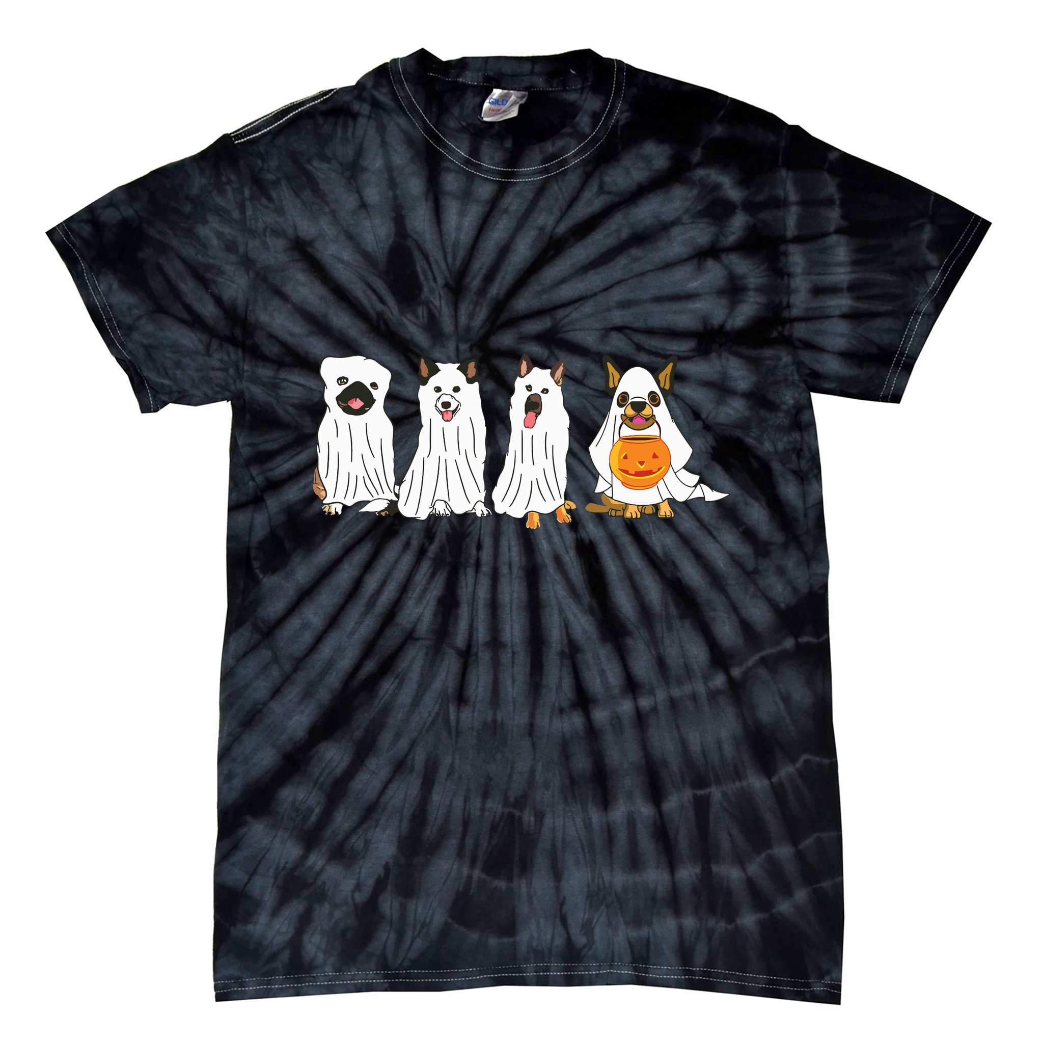 Dog Ghost Funny Halloween Mummy Dog Lover Matching Family Tie-Dye T-Shirt