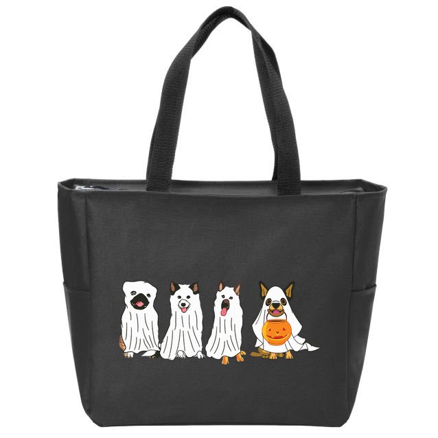 Dog Ghost Funny Halloween Mummy Dog Lover Matching Family Zip Tote Bag