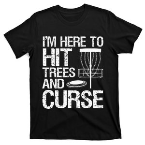 Disc Golf Funny Hit Trees and Curse Retro Disc Golf T-Shirt