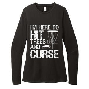 Disc Golf Funny Hit Trees and Curse Retro Disc Golf Womens CVC Long Sleeve Shirt