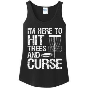 Disc Golf Funny Hit Trees and Curse Retro Disc Golf Ladies Essential Tank