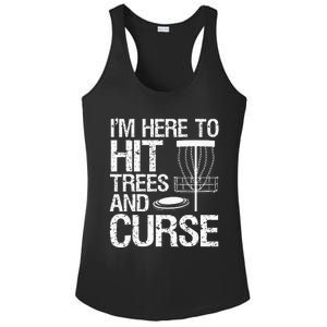 Disc Golf Funny Hit Trees and Curse Retro Disc Golf Ladies PosiCharge Competitor Racerback Tank