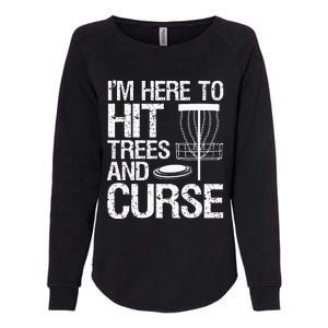 Disc Golf Funny Hit Trees and Curse Retro Disc Golf Womens California Wash Sweatshirt