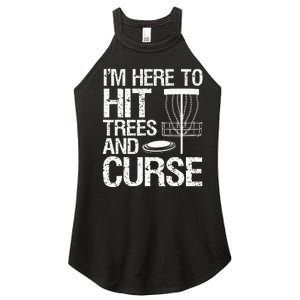 Disc Golf Funny Hit Trees and Curse Retro Disc Golf Women's Perfect Tri Rocker Tank