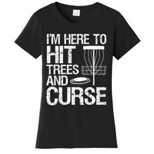 Disc Golf Funny Hit Trees and Curse Retro Disc Golf Women's T-Shirt