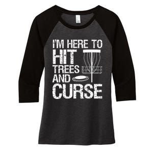 Disc Golf Funny Hit Trees and Curse Retro Disc Golf Women's Tri-Blend 3/4-Sleeve Raglan Shirt