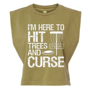 Disc Golf Funny Hit Trees and Curse Retro Disc Golf Garment-Dyed Women's Muscle Tee