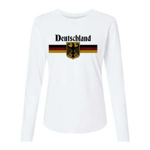 Deutschland Germany Flag Coat Of Arms Eagle Banner Womens Cotton Relaxed Long Sleeve T-Shirt