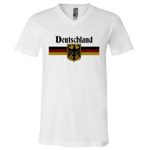 Deutschland Germany Flag Coat Of Arms Eagle Banner V-Neck T-Shirt