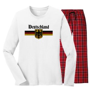 Deutschland Germany Flag Coat Of Arms Eagle Banner Women's Long Sleeve Flannel Pajama Set 