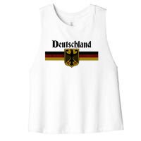 Deutschland Germany Flag Coat Of Arms Eagle Banner Women's Racerback Cropped Tank