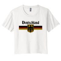 Deutschland Germany Flag Coat Of Arms Eagle Banner Women's Crop Top Tee