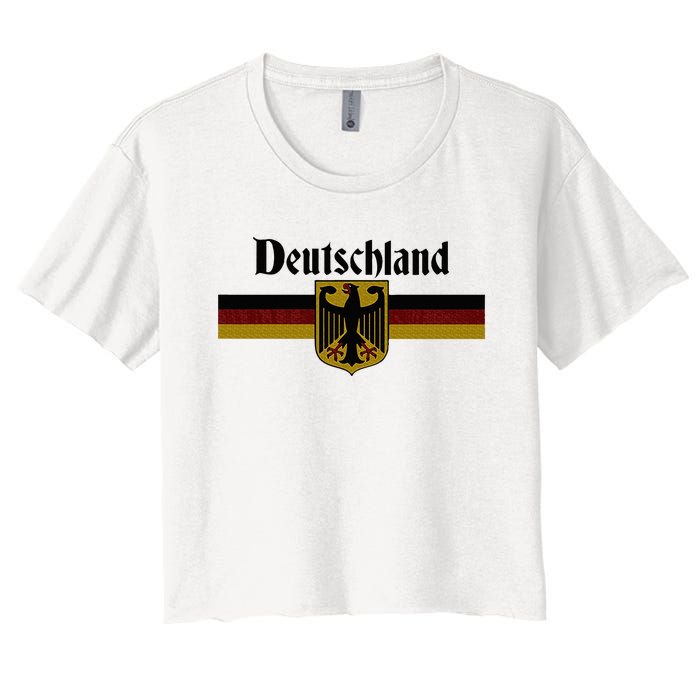 Deutschland Germany Flag Coat Of Arms Eagle Banner Women's Crop Top Tee